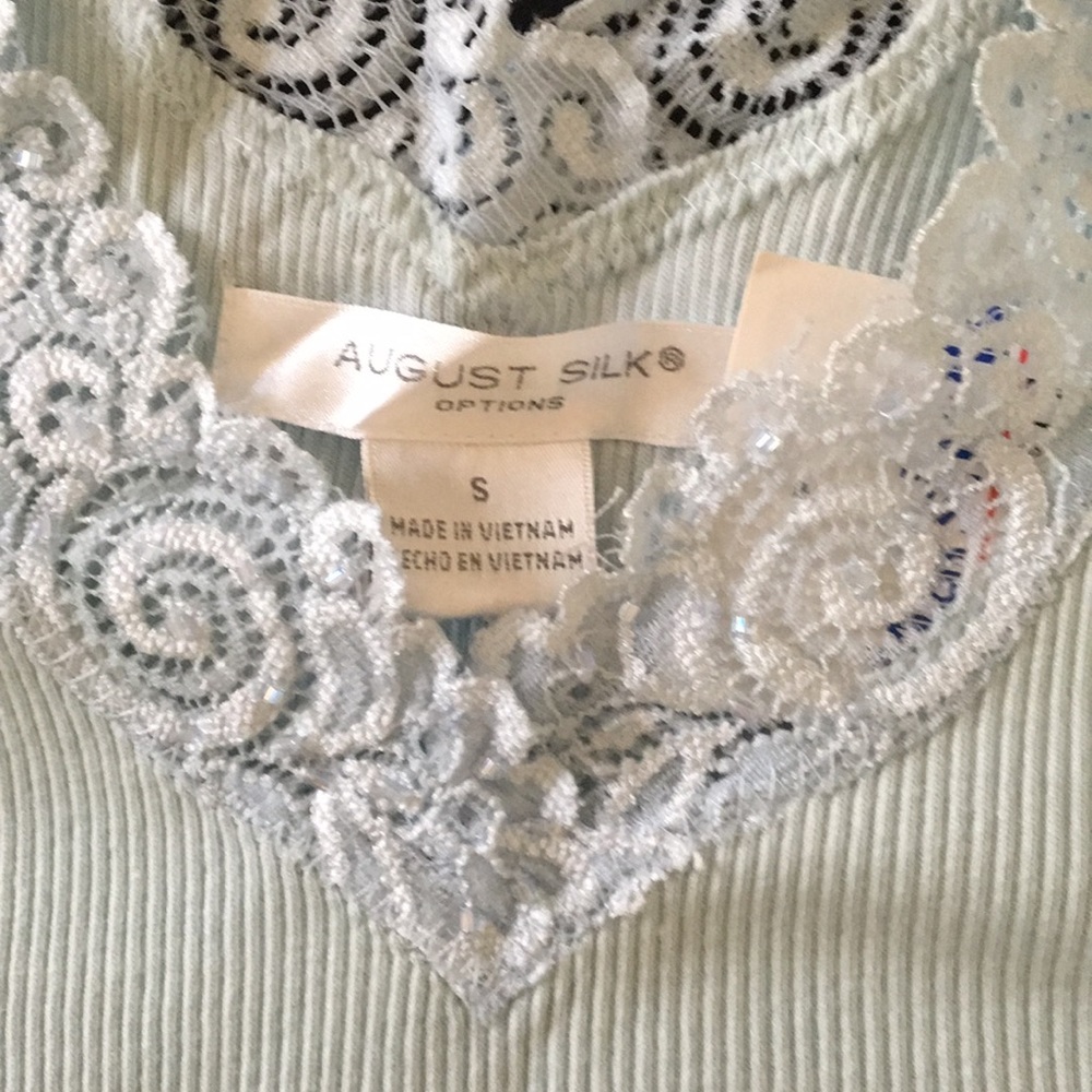 Blue knit lace and bead trimmed camisole. - Picture 2 of 3